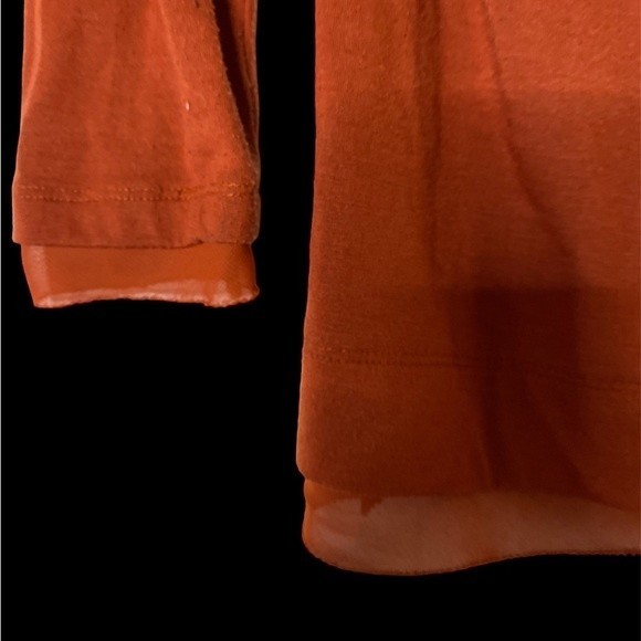 Simply Vera Vera Wang Rust Orange Smocked Long Sleeve Tunic Top Size M - Picture 7 of 8